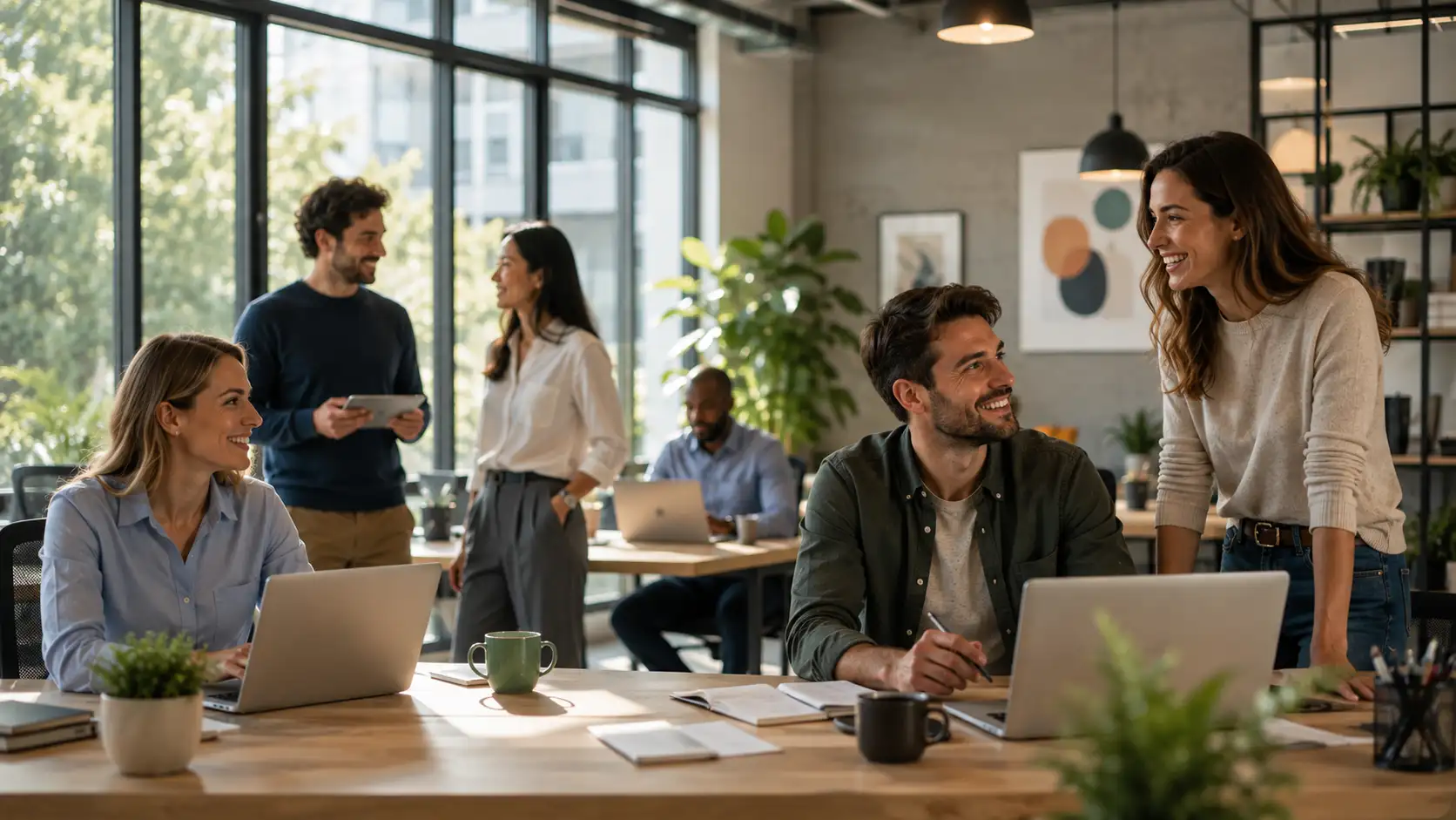 Team im Gespräch in einem hellen Büro